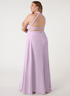 Azazie Clarice Bridesmaid Dresses Frosted Lilac A-Line Halter Chiffon Dress image12