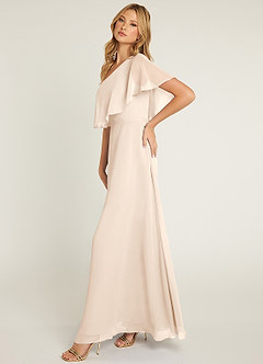 Azazie Lizzy Bridesmaid Dresses White Alabaster A-Line One Shoulder Chiffon Dress image4