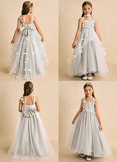 Azazie Darlina Robe Demoiselle D'honneur Fillette Robe Princesse en Tulle Dentelle Ivoire Givre image2