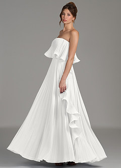 Azazie Alexia Bridesmaid Dresses White A-Line Ruched Chiffon Dress image5