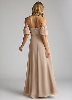 Azazie Sue Bridesmaid Dresses Taupe A-Line Off the Shoulder Chiffon Convertible Dress image3