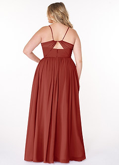 Azazie Cora Bridesmaid Dresses Terracotta A-Line Pleated Chiffon Dress image7