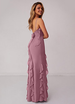 Barbie ♥ Azazie Bridesmaid Dresses Vintage Mauve Sheath Bow Chiffon Dress image2