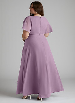 Azazie Aaliyah Modest Bridesmaid Dresses A-Line Scoop Pleated Chiffon Floor-Length Dress image9