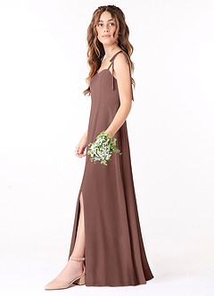 Azazie Rosey Junior Espresso A-Line Sweetheart Neckline Chiffon Dress image3