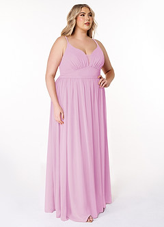 Azazie Rayna Bridesmaid Dresses Candy Pink A-Line V-Neck Pleated Chiffon Dress image10