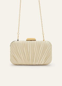 front Stretch Satin Plisserad Clutch