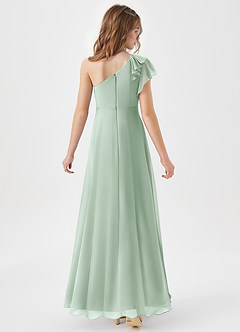 Azazie Arabella Junior Vestido de Agave de Gasa de Corte en A con Volante image6