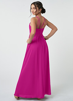 Azazie Leighton Junior Fuchsia A-Line Pleated Chiffon Dress image5
