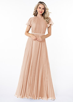 Azazie Kara Bescheiden Bruidsmeisjekleding A-Lijn Geplooid Chiffon Vloerlengte Jurk image4