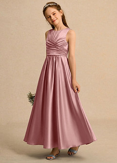 Azazie Ducky Junior Formal Flower Girl Klänningar Klä A-Line i Stretch Satin Plisserad image3