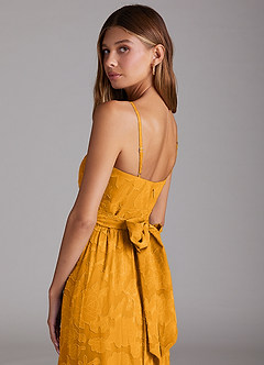 Azazie Nathalia Bridesmaid Dresses Butterscotch A-Line Bow Floral Burnout Dress image6
