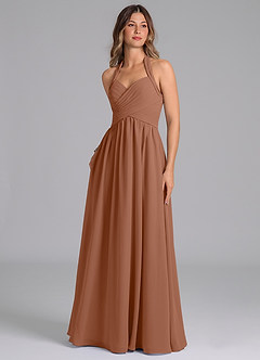 Azazie Darlyn Bridesmaid Dresses Bronzer A-Line Pleated Chiffon Dress image1