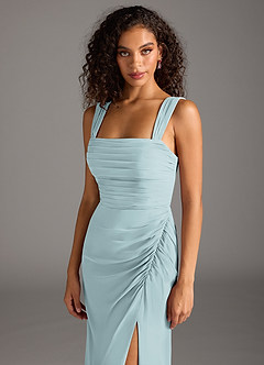 Azazie Jesaphine Bridesmaid Dresses Mist Sheath Bow Chiffon Dress image7