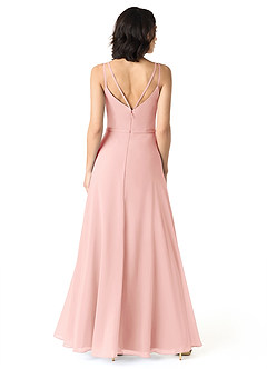 Azazie Janine At-home Try On Dresses Agave A-Line V-Neck Chiffon Dress image4