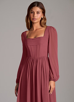 Azazie Maree Brautjungfernkleider A-Linie Korsett Chiffon Kleid Merlot image7