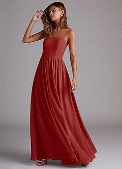 Azazie Calianna Bridesmaid Dresses Rust A-Line Off the Shoulder Chiffon Convertible Dress image3