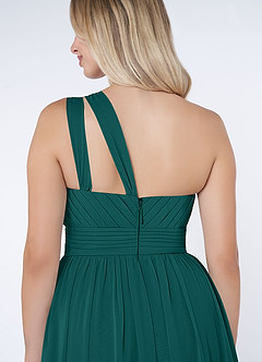 Azazie Molly Final Sale Dusty Blue A-Line One Shoulder Chiffon Dress image4