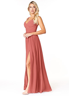 Azazie Chanel Robes de demoiselle d'honneur Robe Trapèze en Mousseline de soie Plissée Antique Rose image3
