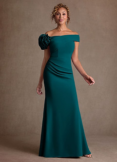 Azazie Gwynne Mother of the Bride Dresses Peacock Mermaid Off the Shoulder Stretch Crepe Dress image1