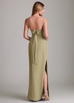 Azazie Mai Bridesmaid Dresses Moss Green Sheath Pleated Chiffon Dress image2