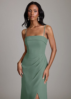 Azazie Aretha Bridesmaid Dresses Eucalyptus A-Line Strapless Chiffon Dress image3