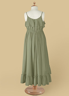 Azazie Karmen Flower Girl Dresses Pistachio A-Line Ruched Chiffon Dress image10