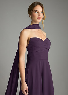 Azazie Ayla Abiti da Damigella Abito A-Line in Chiffon Scollo a Cuore Prugna image8