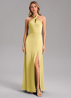 Azazie Tracie Probar vestidos en casa Vestido de Bronceador de Satén Elástico de Corte en A con Corte Lateral image5