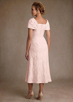 Azazie Aguilas Klänningar till brudens mor Klä Sjöjungfru i Blommig Jacquard Av axeln Ljusrosa Jacquard image2