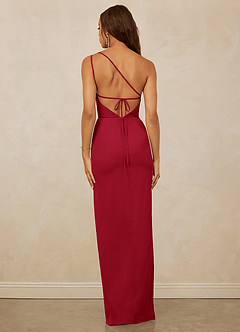Christian Siriano Bridal for Azazie 1003 Bridesmaid Dresses Scarlet Sheath One Shoulder Chiffon Dress image2