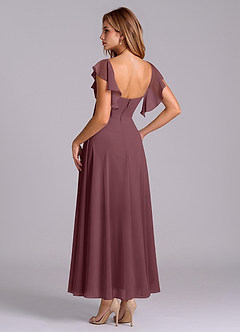Azazie Leilani Brautjungfernkleider A-Linie Gestreift Chiffon Kleid Sangria image5