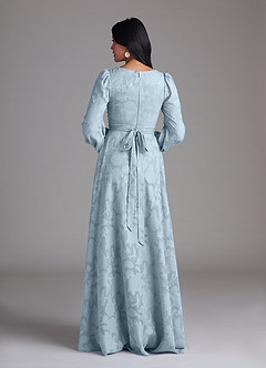 Azazie Leonia Bridesmaid Dresses Sky Blue A-Line Long Sleeve Floral Burnout Dress image3