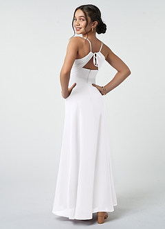 Azazie Avelina Junior White A-Line Pleated Chiffon Dress image5