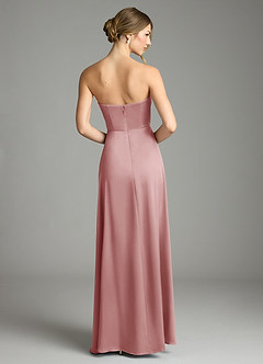 Azazie Wren Vestidos de damas de honor Vestido de Rosa Polvorienta de Satén Elástico de Corte en A Convertible con Sin tirantes image7