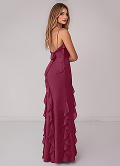 Azazie Malia Bridesmaid Dresses Mulberry Sheath Ruched Chiffon Dress image5