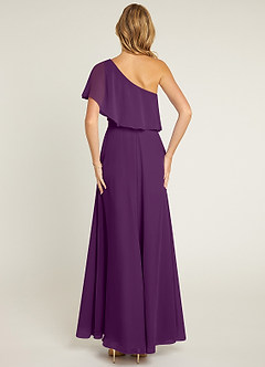 Azazie Lizzy Final Sale Grape A-Line One Shoulder Chiffon Dress image2