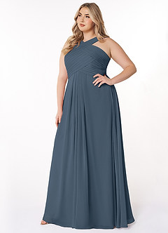 Azazie Kaleigh Bridesmaid Dresses Neptune A-Line Pleated Chiffon Dress image9
