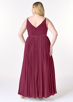 Azazie Raychelle Brautjungfernkleider A-Linie V-Hals Chiffon Kleid Maulbeerrot image8