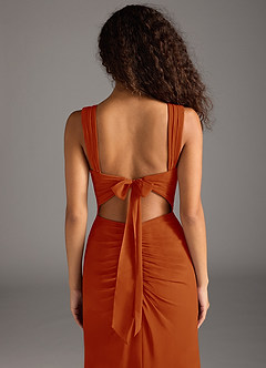 Azazie Jesaphine Bridesmaid Dresses Paprika Sheath Bow Chiffon Dress image6