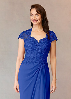 Azazie Junie Mother of the Bride Dresses Royal Blue A-Line Lace Chiffon Dress image5