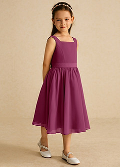 Azazie Ari Flower Girl Dresses Mulberry A-Line Sleeveless Chiffon Dress image5