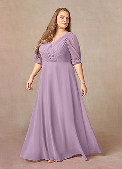 Azazie Bronwyn Mother of the Bride Dresses Wisteria A-Line V-Neck Ruched Chiffon Dress image8