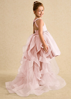 Azazie Julietta Flower Girl Dresses Blushing Pink Ball-Gown Convertible Tulle Dress image6