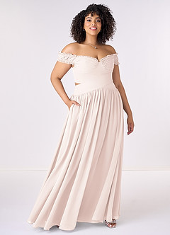 Barbie ♥ Azazie Bridesmaid Dresses Rose Petal A-Line Off the Shoulder Chiffon Convertible Dress image7