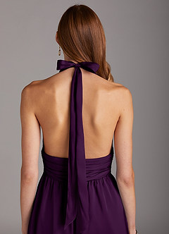 Azazie Oli Bridesmaid Dresses Grape Pleated Stretch Satin Jumpsuit image5
