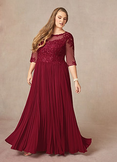Azazie Corinne Mother of the Bride Dresses Burgundy A-Line Sequins Chiffon Dress image10