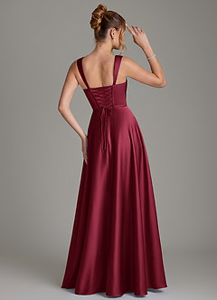 Azazie Azaria Bridesmaid Dresses Burgundy A-Line Corset Stretch Satin Dress image5