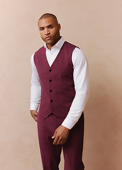 front James Burgundy Structured Stretch Suit Vest
