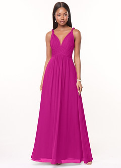 Azazie Maren Bridesmaid Dresses Fuchsia A-Line Pleated Chiffon Dress image1